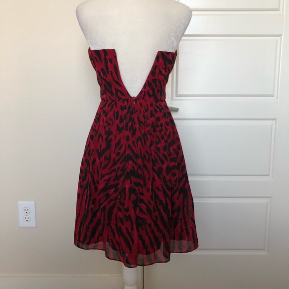 WHBM Red Sleeveless Cheetah Print Dress Size 00 - Picture 4 of 8